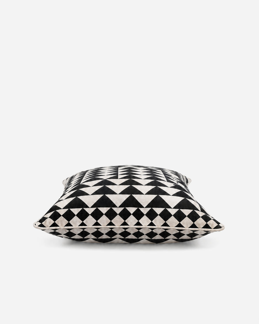 Triangle Grid Large Throw Pillow Black -  Ivory