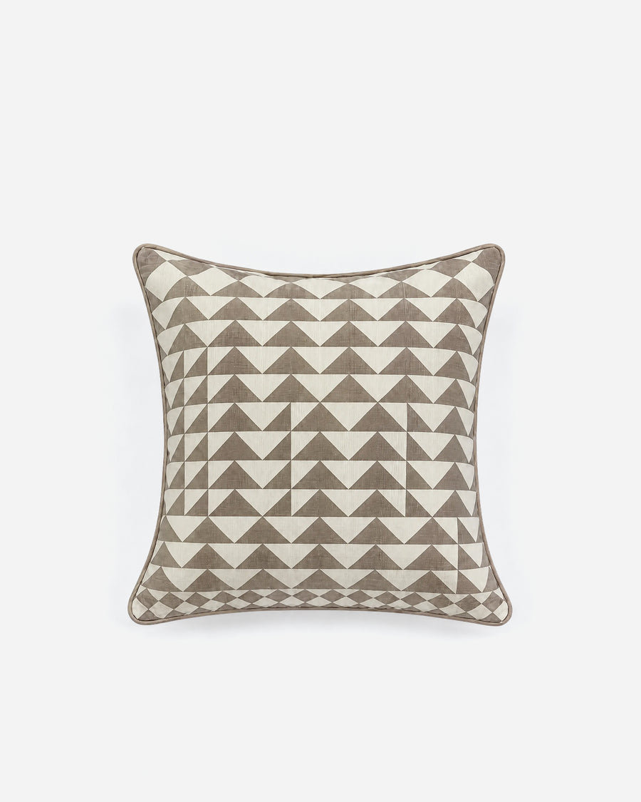Triangle Grid Large Throw Pillow Taupe - Ivory