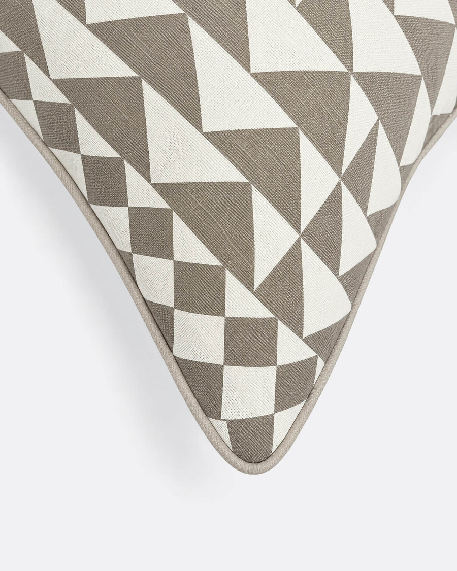 Triangle Grid Large Throw Pillow Taupe - Ivory