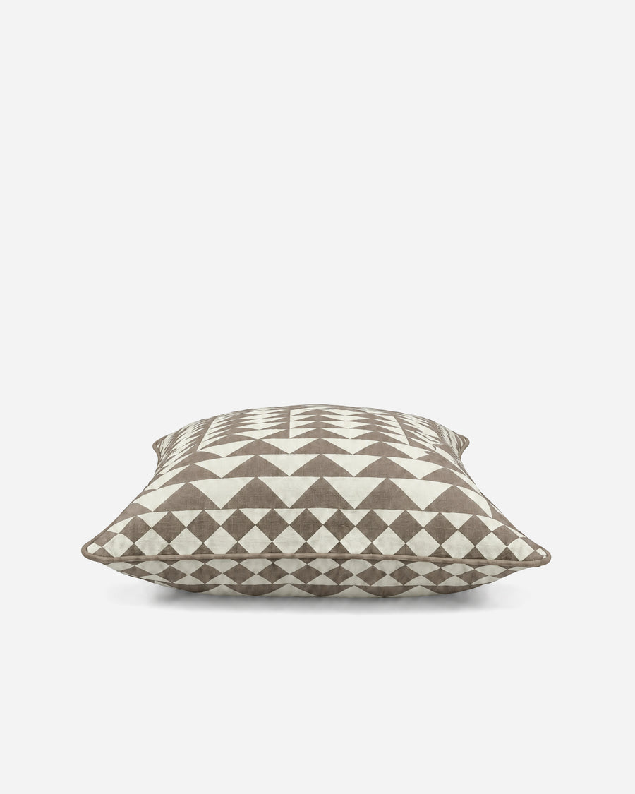 Triangle Grid Large Throw Pillow Taupe - Ivory