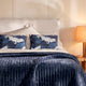Sunday Citizen Velvet Quilt and Crane in the Clouds Pillow in Baritone Blue