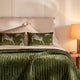 Sunday Citizen Velvet Quilt in Olive Leaf and Zebra Pillow in Cardamon Seed