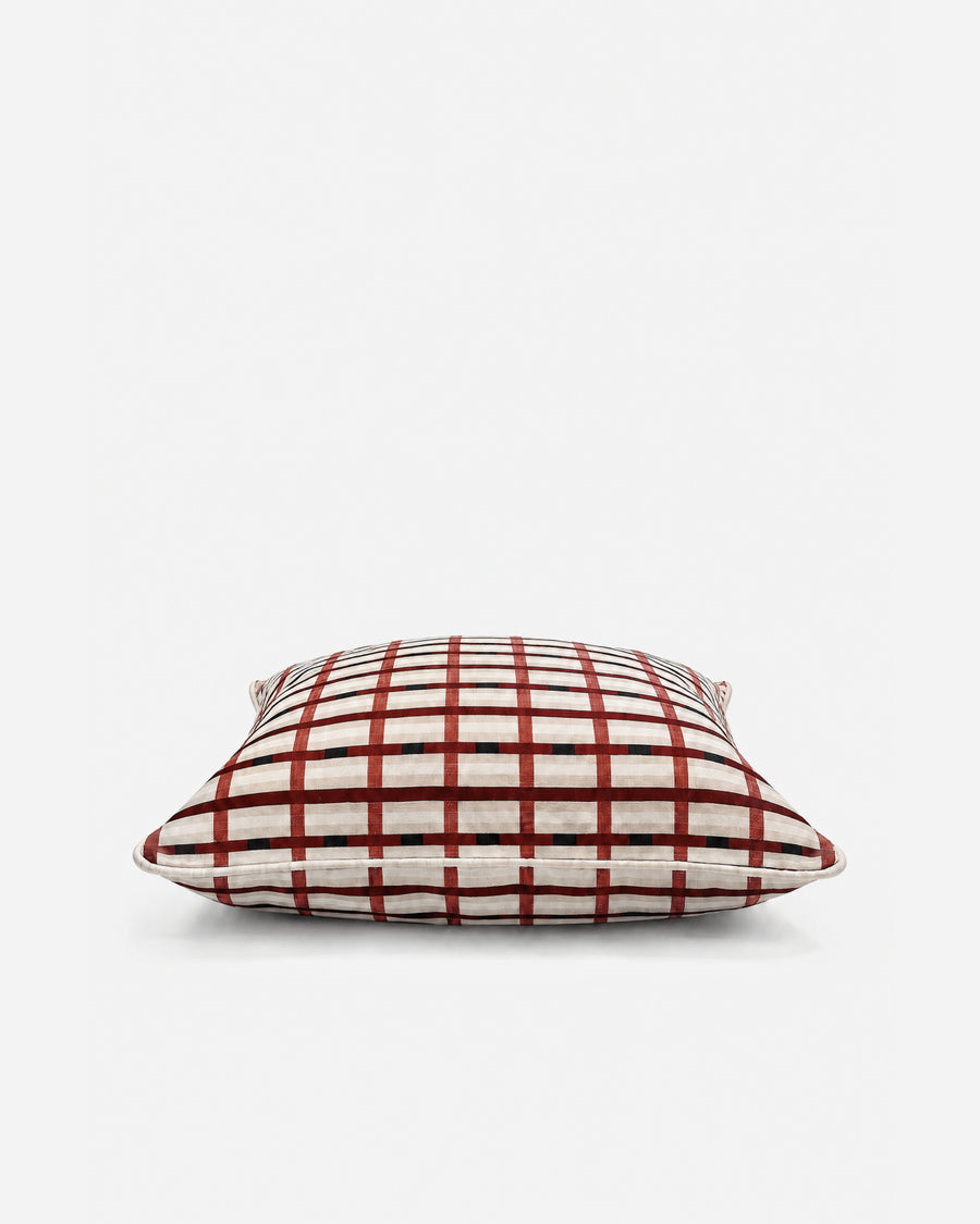 Woven Grid Large Throw Pillow Burgundy - Ivory
