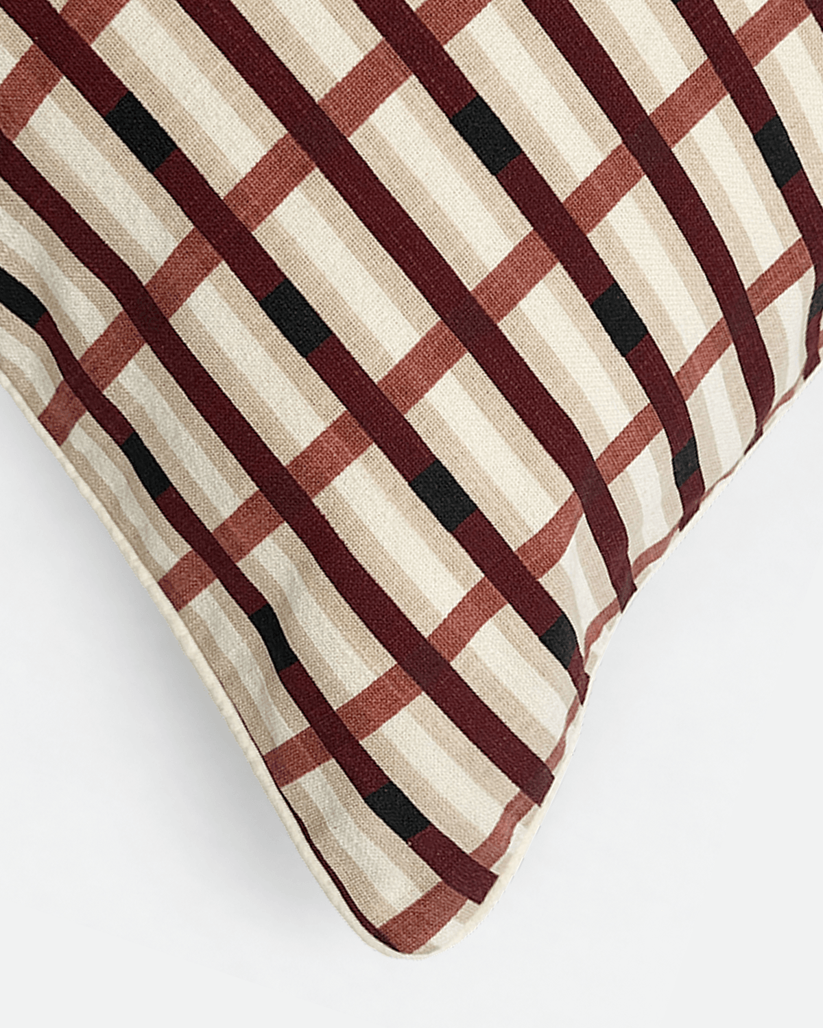Woven Grid Small Lumbar Pillow Burgundy - Ivory