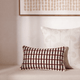 Woven Grid Small Lumbar Pillow Burgundy - Ivory