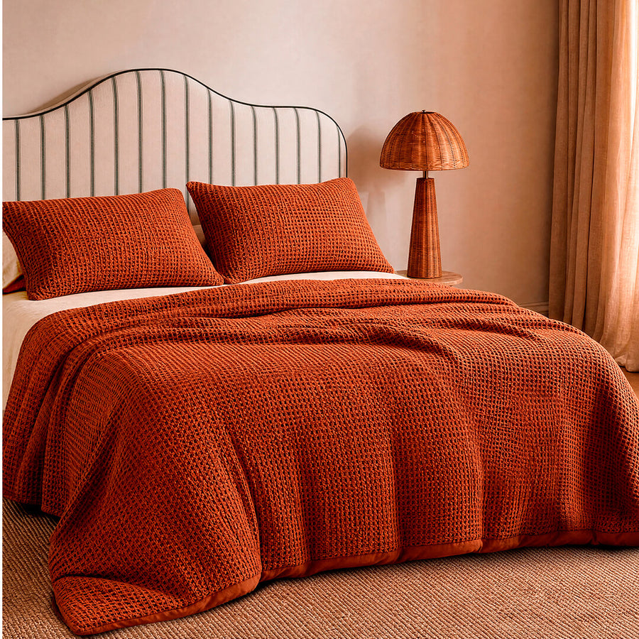 Sunday Citizen Snug Waffle Comforter in Cinnamon Stick