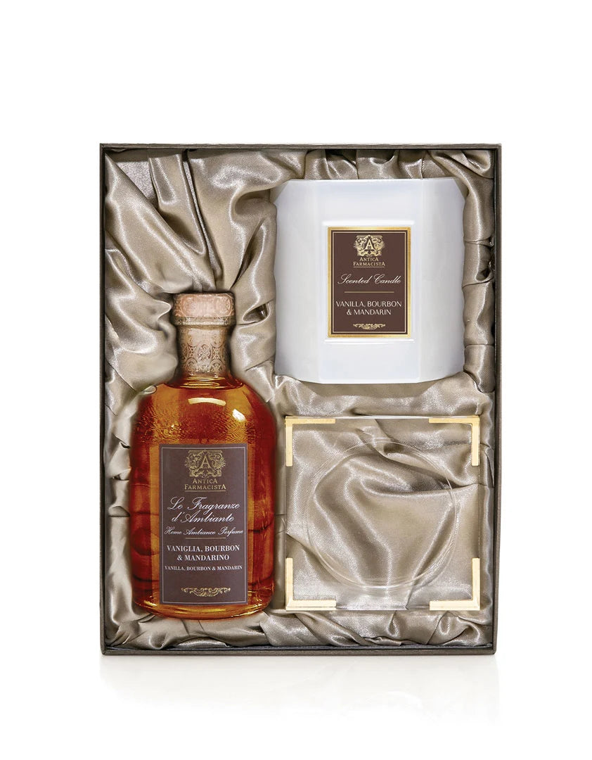 Gift Set: Vanilla, Bourbon & Mandarin Candle + Diffuser + Tray