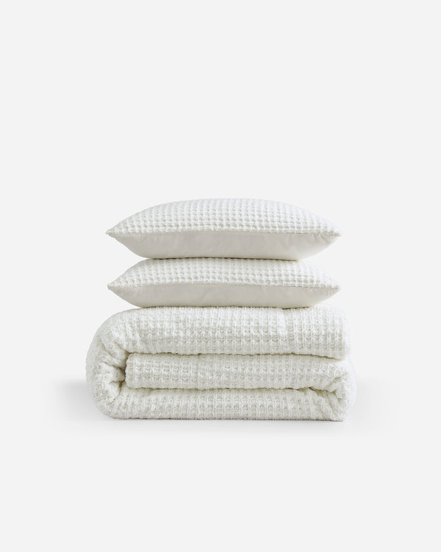 Snug Waffle Comforter Bundle Off White
