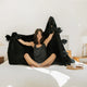 Braided Pom Pom Throw Black
