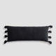Braided Pom Pom Lumbar Pillow Black