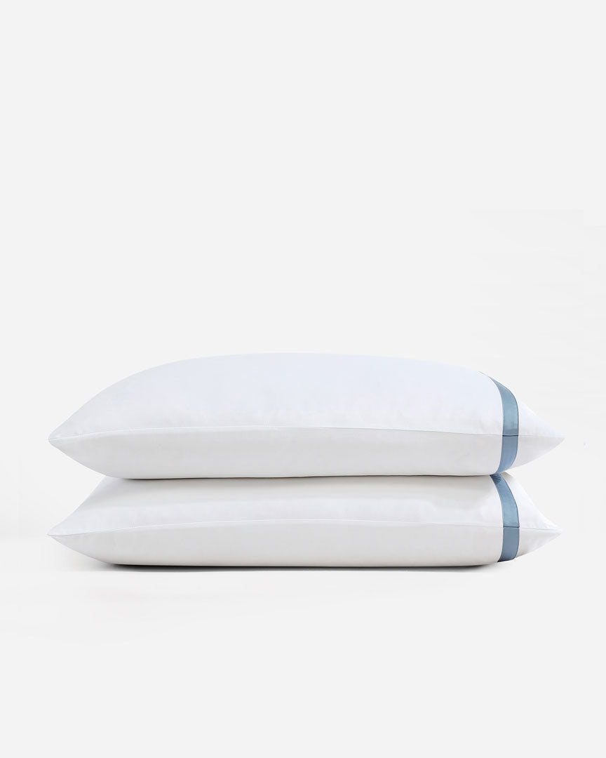 Frame Premium Bamboo Pillowcase Set White - Denim