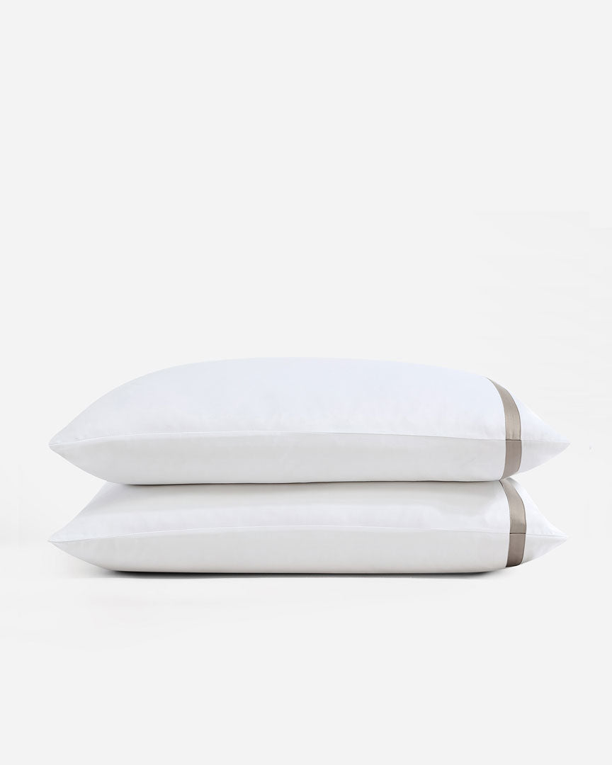 Frame Premium Bamboo Pillowcase Set White - Taupe