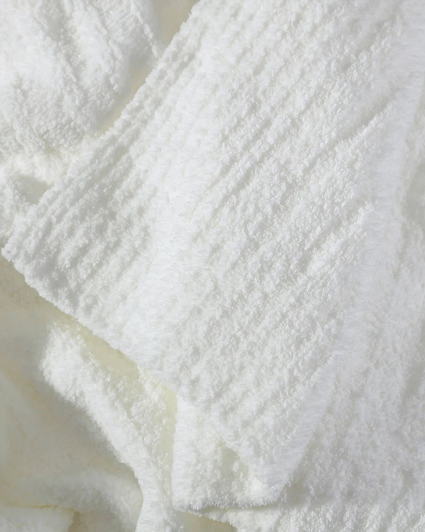 Snug Ribbed Bed Blanket Off White