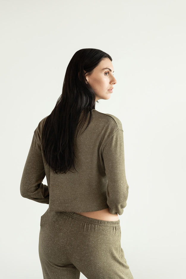 Cosset Cropped Sweatshirt Olive