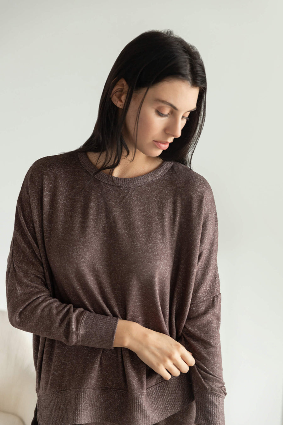 Cosset Relaxed Pullover Chocolate