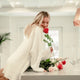 Off White Oversized Snug Blanket Teddy Hoodie and XOXO Throw and a Red Rose
