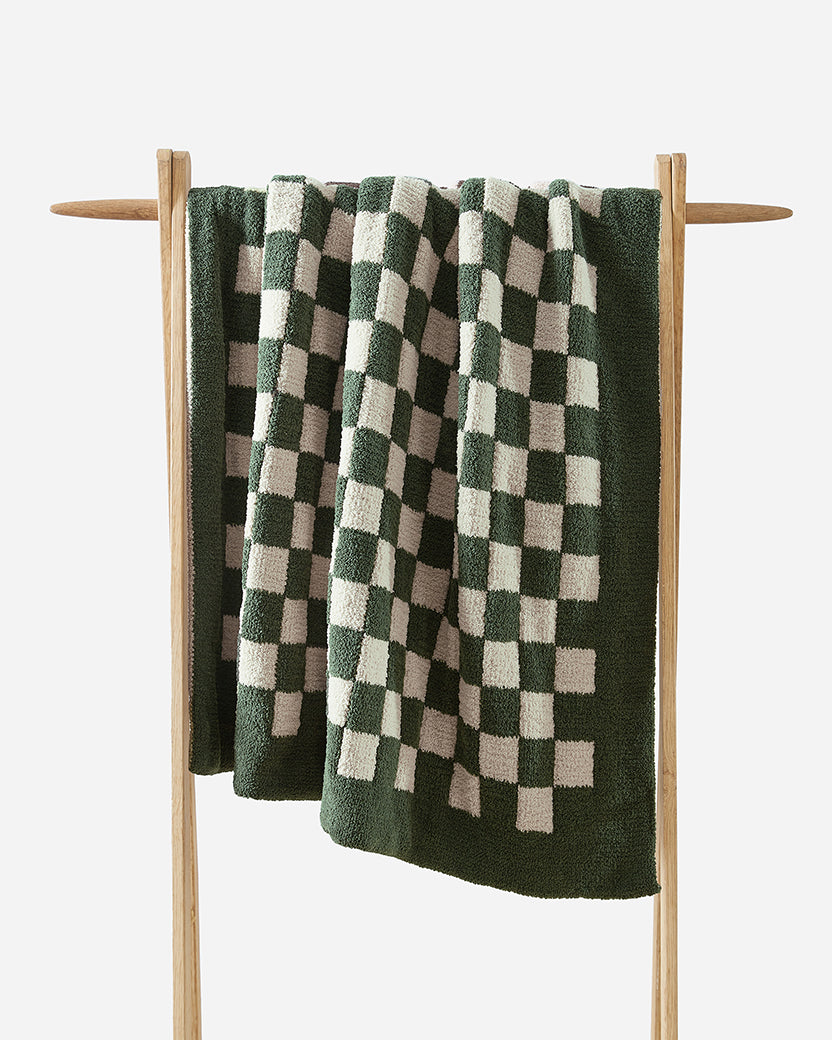 Checkerboard Throw | Moss or Mocha colored