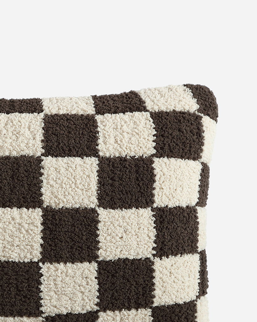 Checkerboard Mini Pillow Mocha / Sahara Tan