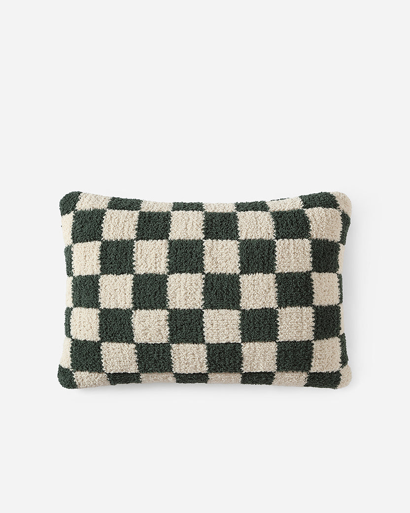 Checkerboard Mini Pillow Moss - Sahara Tan