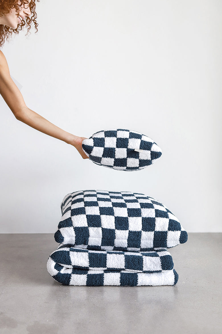 Checkerboard Mini Pillow Midnight - Clear White