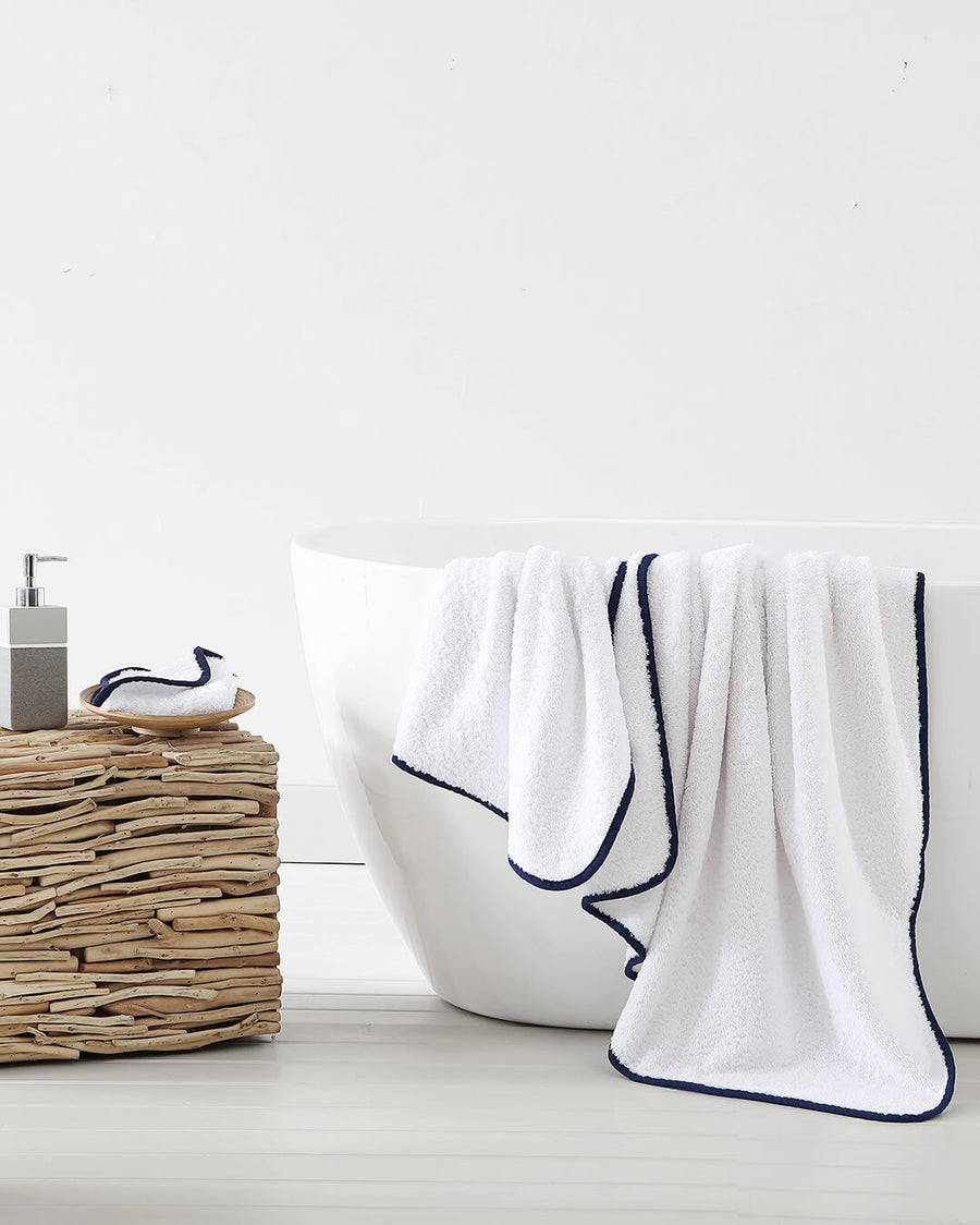 Porto Towel Set White / Oxford Blue